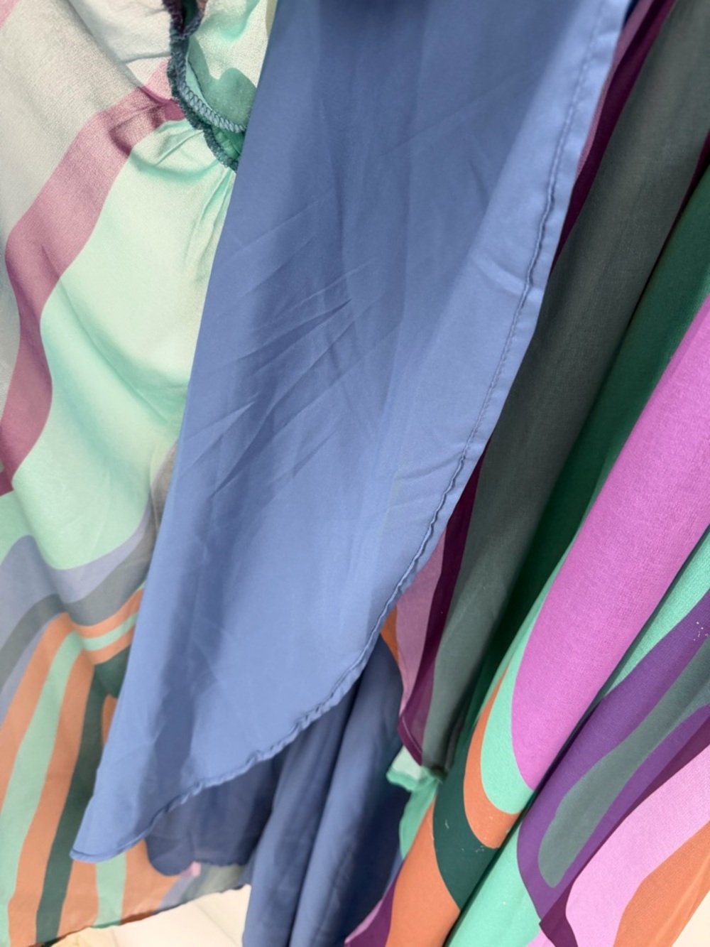 Hutch Multicolor Striped High-Low Wrap Dress in Teal, Purple & Brown Size M - Picture 9 of 14